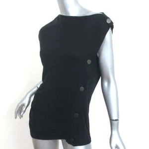 Givenchy Asymmetric Snap-Side Top Black Cashmere-Blend Jersey Size 38