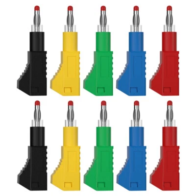 10x Banana Plug 4mm Male Retractable Sheath Stackable Wire Solder Connector B&R - Bild 1 von 4