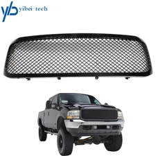 For 1999-2004 Ford F250 F350 Front Bumper Upper Grille Glossy Black Trim Grill