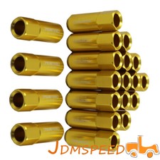 New Gold M12x1.5 60mm Extended Forged Aluminum Tuner Racing Lug Nut Kits20pcs