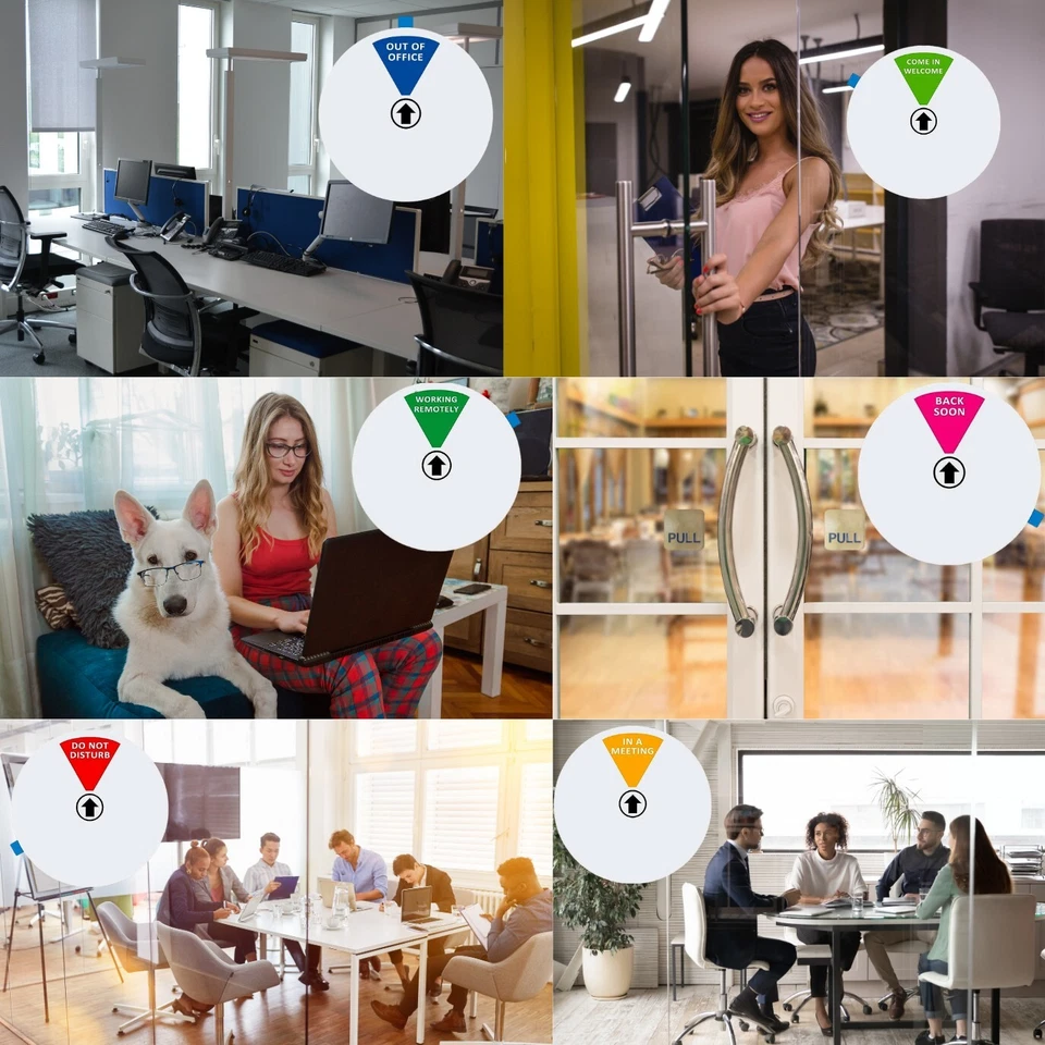 Letrero de puerta de oficina 6 opciones no molestar/entrar/salir de oficina/en una reunión... Foto 4 de 4