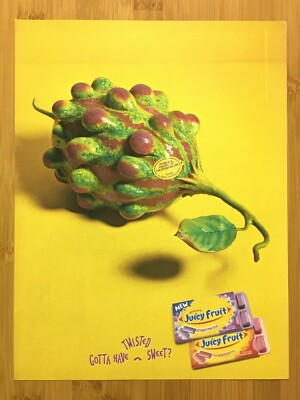 2003 Wrigley's Juicy Fruit Gum Vintage Print Ad/Poster Grapermelon Strappleberry