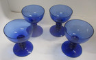 4 Vintage Cobalt Blue Glass Goblets