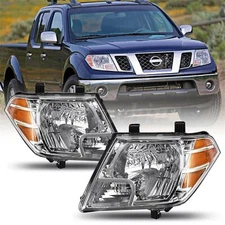 For 2009-2021 Nissan Frontier 4Dr Chrome Headlights Assembly Amber Corner Lamps