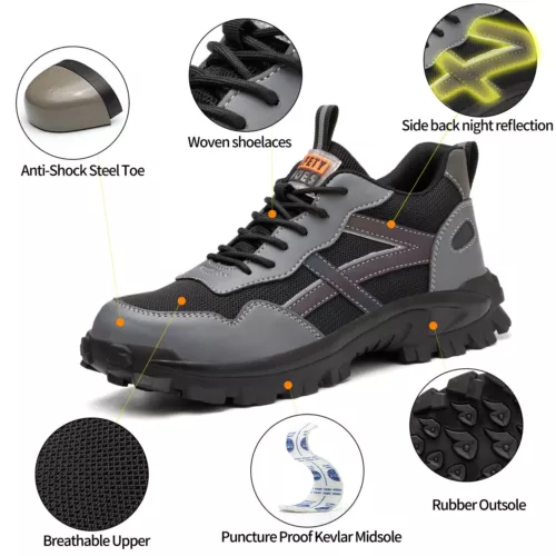 【Heavy Duty】Mens Work Boots Safety Shoes Steel Toe Cap Sneakers Lightweight - Imagen 21 de 41