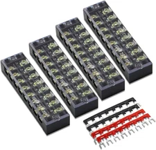 MILAPEAK 8Pcs (4 Sets) 8 Positions Dual Row 600V 25A Screw Terminal Strip Blocks