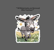 Donkey Cartoon Sticker Waterproof Decal Farm Animal Cute Pasture Gift NEW