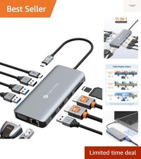 USB C Docking Station Dual HDMI Adapter, 11 in 1 Multi Display Docking Statio...