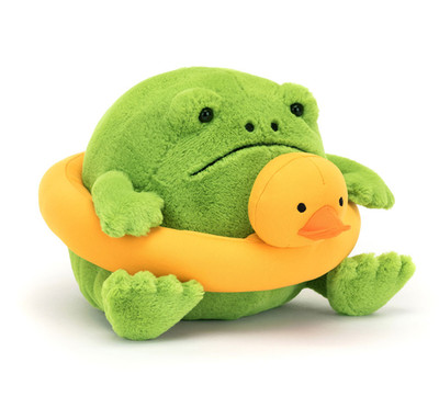 Jellycat Ricky Rain Frog Plush in Green Variant with Dust Bag and Rubber Ring