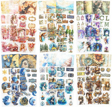Pre-Cut Retro Stickers and Papers Set, 150 Pcs Vintage Ephemera for Scrapbooking