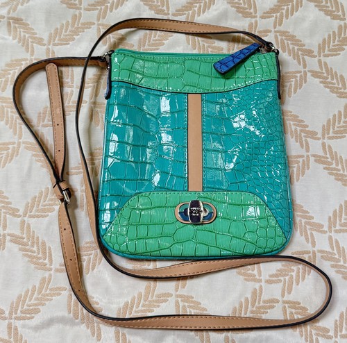 Guess Perlita Mini Crossbody Purse Bag Turquoise Multi