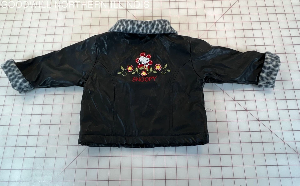 Baby ребенка ясельного возраста девочек Snoopy арахис вышитый черный искусственной кожи куртка размер 12 М - Изображение 3 из 3