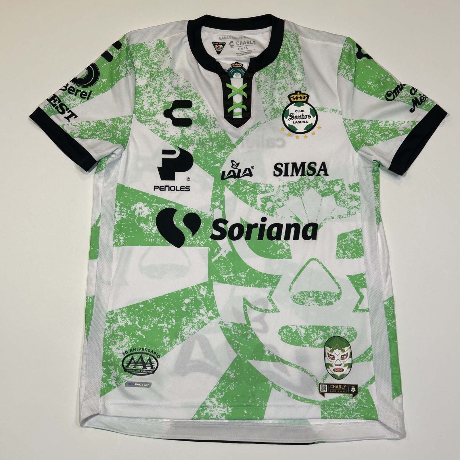 Santos Laguna Charly Laced Soccer Jersey Men’s Small White Liga MX Special