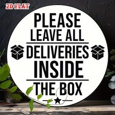 2D Flat,Packages Inside Aluminum Tin Metal Signs Home D cor, Delivery Box Round