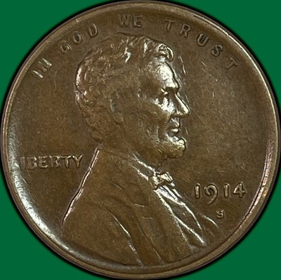 1914-S Lincoln Wheat Cent Extremely Fine XF Coin #42593