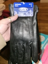 RW Men's Black/Brown Grain Leather Winter Dress/Drive Wrist Glove Thinsulate L