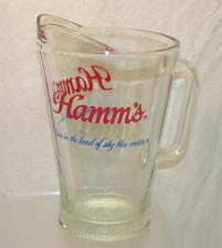 Vintage Red Hamm's Beer Glass Pitcher Advertising Land of Sky Blue Waters
