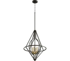 Quorum 8065-4-69 Transitional Four Light Pendant in Black Finish,