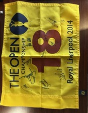 Signed 2014 Open Championship Royal Liverpool Pin Flag