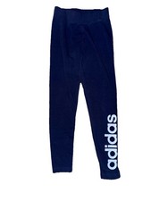 ADIDAS Leggings Navy Blue Cotton Logo Full Length Size Small