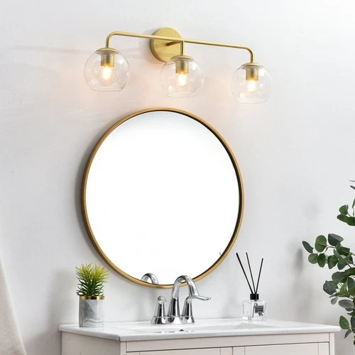 Elegant Lighting LD7321W28 Genesis 3 Light 10" Tall Bathroom - Brass - Picture 2 of 12