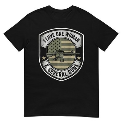I Love One Woman & Several Guns Husband Funny Gun (on Back) T-Shirt 