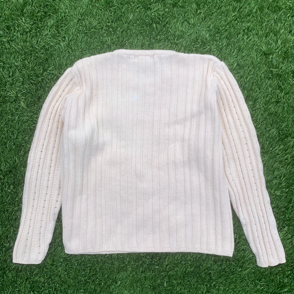 Suéter Cherokee Vintage Años 90 Para Mujer XL Crema Pointelle Acanalado Tejido Cottagecore Foto 2 de 4
