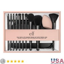 11 Piece Full Face Makeup Brush Set Cruelty Free Vegan Brushes W/ Travel Case US