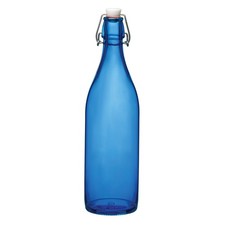 33.75oz Blue Glass Bottle with Airtight Swing Top Lid Beverage Storage
