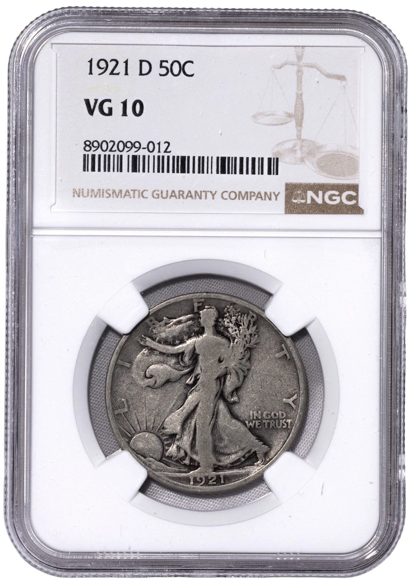 Silver VG 10 Graded 1921 Year Liberty Walking Half Dollars (1916
