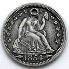 1854 Arrows 10C Seated Liberty Silver Dime: Holed