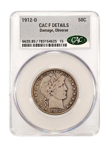1912 D Barber Half Dollar. CACG Fine Details