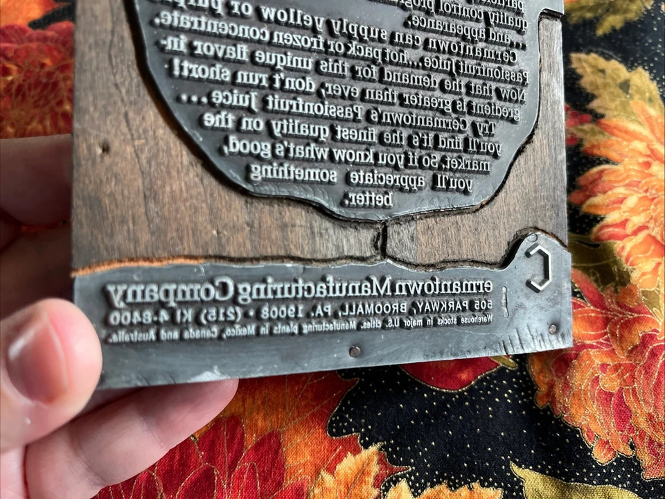 Old Germantown Manufacturing Co.  Printing Block - Broomall, PA Advertising - Image 3 of 4