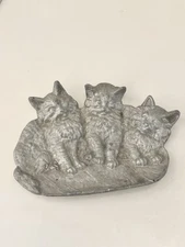 Antique Bradley & Hubbard Kittens Pin Dish Tray #1640, Silver Tone Early 1900s