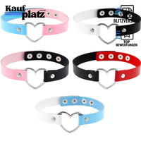 Schmuck Choker Halsband Punk Herz Leder Schwarz Halsreif Kette Damen Gothic