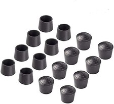 16 Pack 1 Inch Rubber Table  Chair Leg Tips Caps Black Furniture Floor Protecto