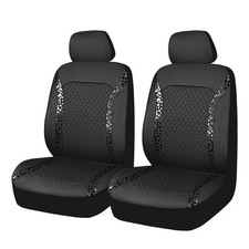 Black, Faux Leather, Black Leopard, Automotive Seat Covers , 2 Pack