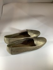 Vtg Westies Xenia Tricolor Metallic Leather Loafers Flats Womens 9 M Silver Gold