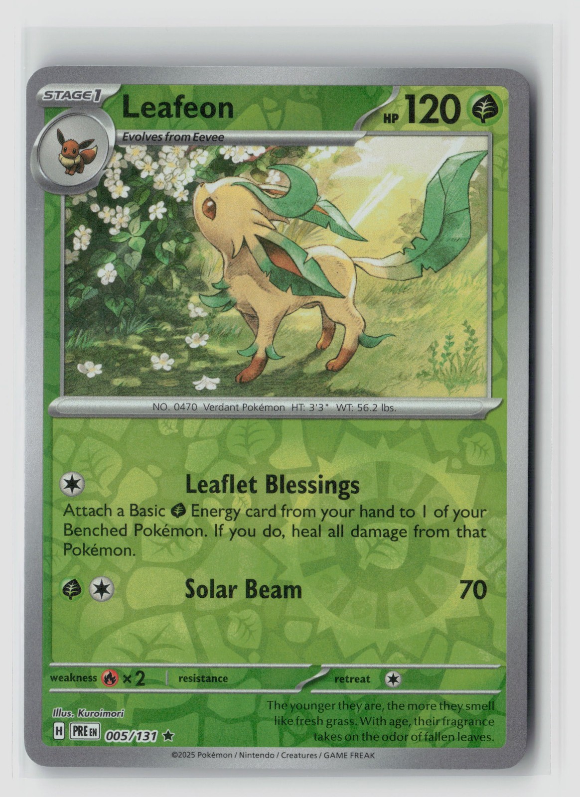 LEAFEON 005/131 PRISMATIC EVOLUTIONS REVERSE HOLO POKEMON TCG NM