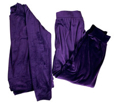 Women's M Magaschoni Purple Plush Velour Long Sleeve Jogger Set Track Suit Med