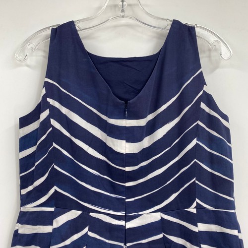 Lafayette 148 Midikleid blau weiß gestreift A-Linie | Größe 6 - Bild 4 von 8