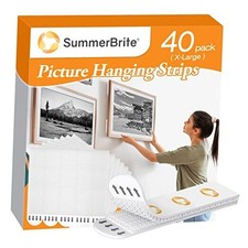 XL Picture Hanging Strips Heavy Duty, 40 Strips Damage X-Large 20 Pairs White 0.50 per strip