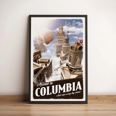 Columbia Bioshock Infinite Poster Retro Travel Gamer Wall Art Canvas