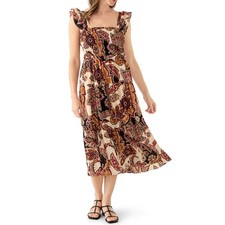 Vince Camuto Women's Square Neck Paisley Print Midi Dress XL