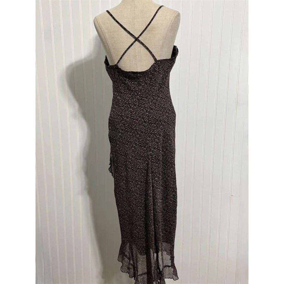 Винтажный Rampage 13 L капот шеи скольжения платье микро цветочный оборки Y2K 90-х гранж Midi - Изображение 2 из 4