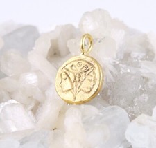 Gold Zodiac Necklace, Gemini - Gold horoscope - DOUBLE SIDED
