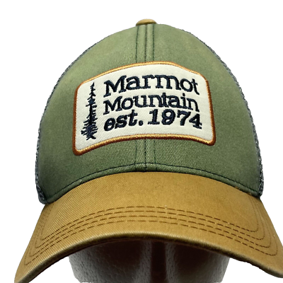 Marmot Mountain Trucker Hat Brown Green Snap Fishing Outdoor  display picture 1