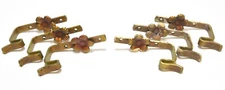 6 MATCHING METAL VINTAGE WALL MOUNT CURTAIN TIE BACKS WITH FLOWER DESIGN