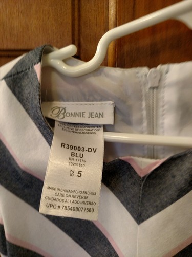 BONNIE JEAN Girl's Pink, Blue & White Striped Party Dress 5 - Picture 5 of 5