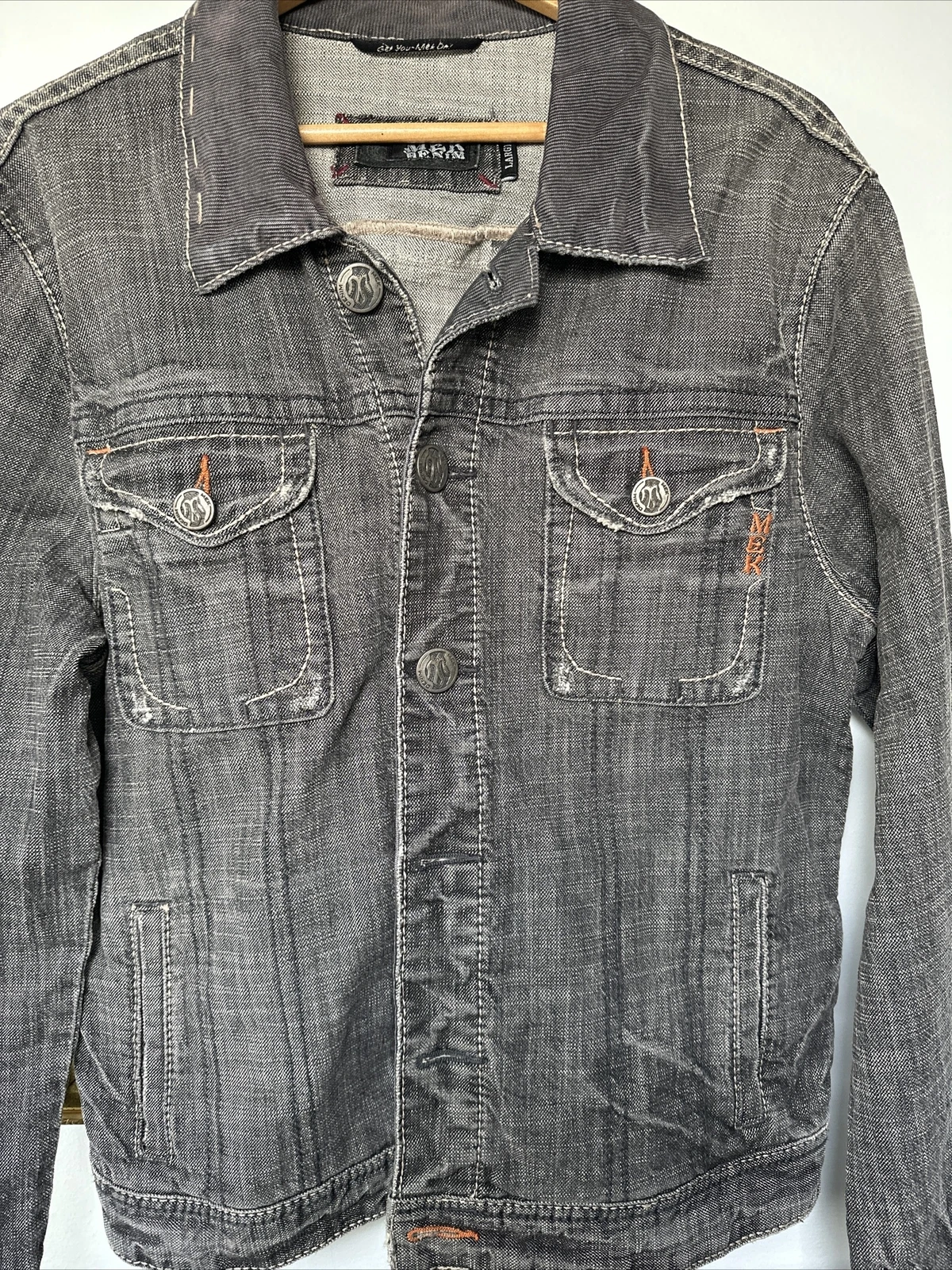 Denim Trucker Jacket 4 Men Size Large , Muscle Tapered ARM SLEEVES BY MEK DNM